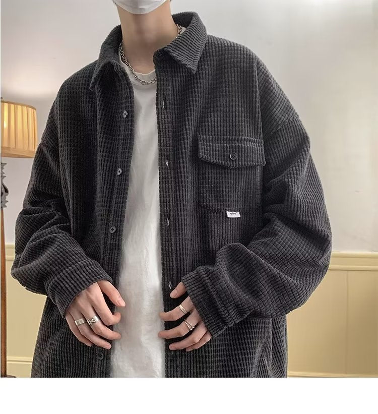Camisa informal con chaqueta cálida de pana para hombre