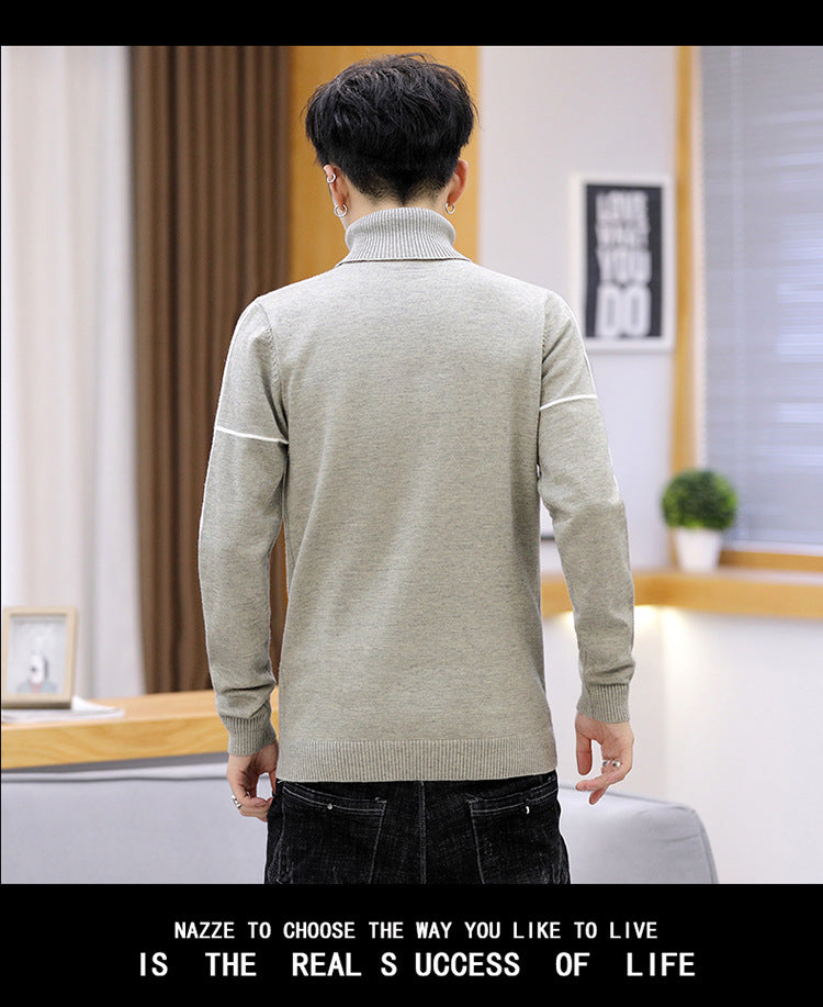 Men's Long Sleeve Letter Turtleneck Pullover sweater