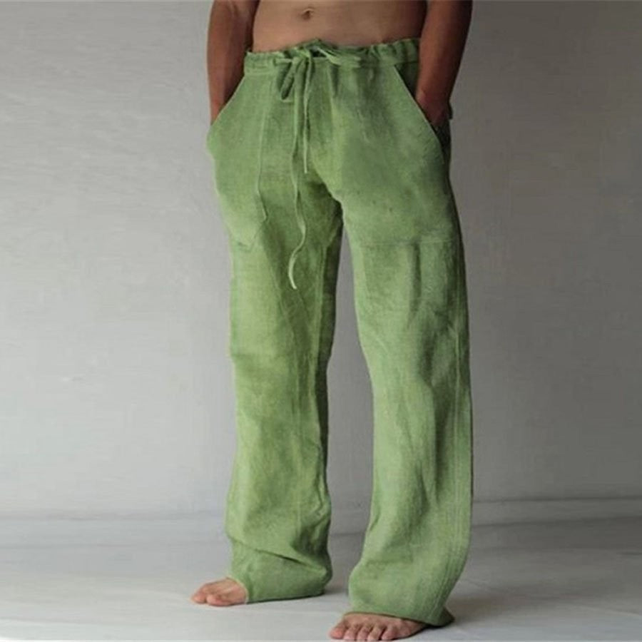 Men's Linen Leisure Solid Color Thin Trousers