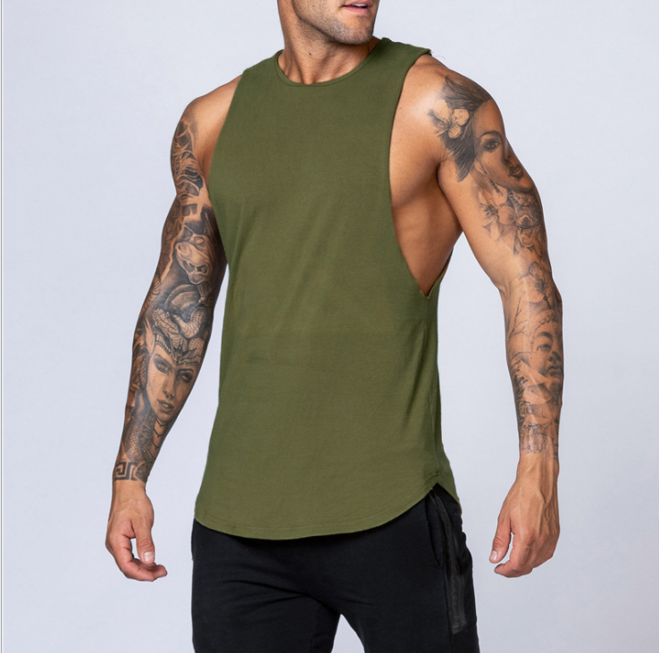 Plain bodybuilding sleeveless vest men