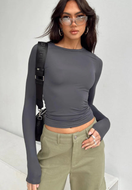 Women's Slim Long-sleeved Pullovers Tops