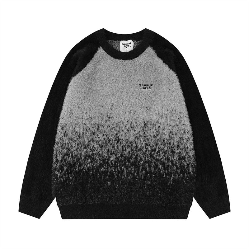 Gradient Mink-like Round Neck Sweater