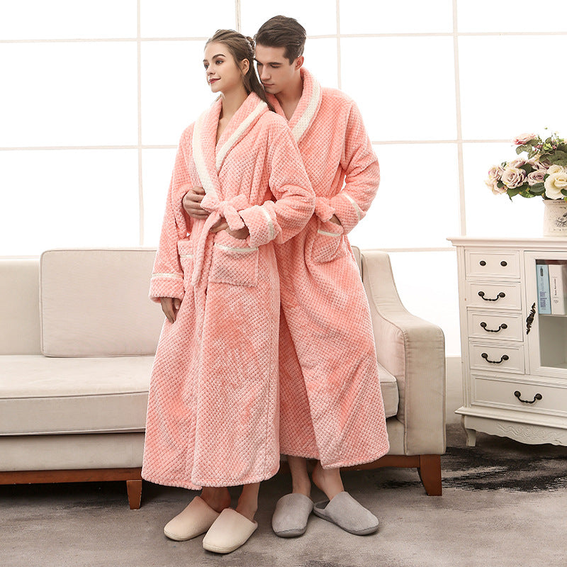 men & Women Pajamas Couple Gown Bathrobe Winter Robe loungewear