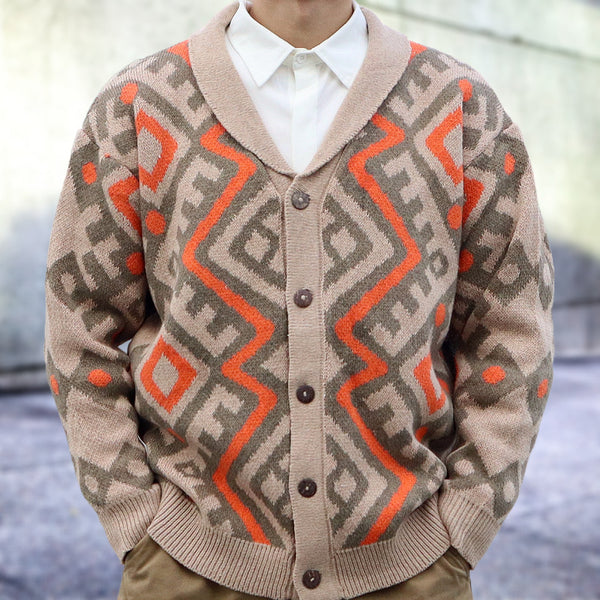 Men's Retro Heavy-duty Jacquard Cardigan Sweater