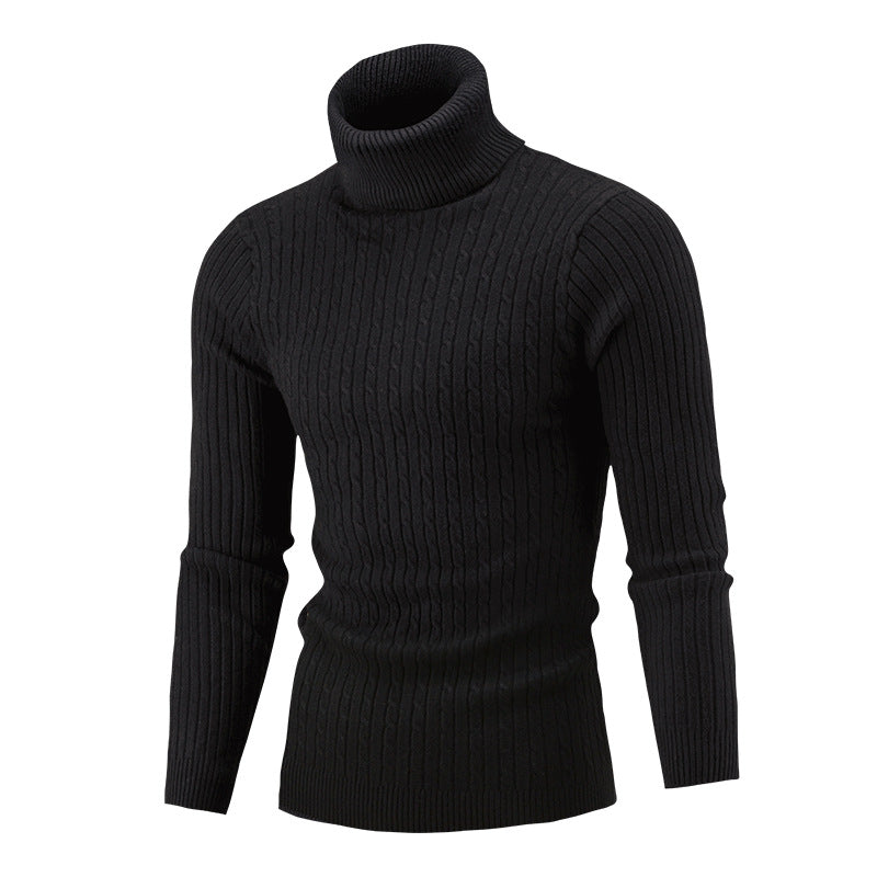 Twist Knit Sweater Slim-fit High Neck