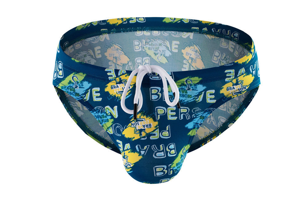 Men's Printed Nylon Swim Briefs