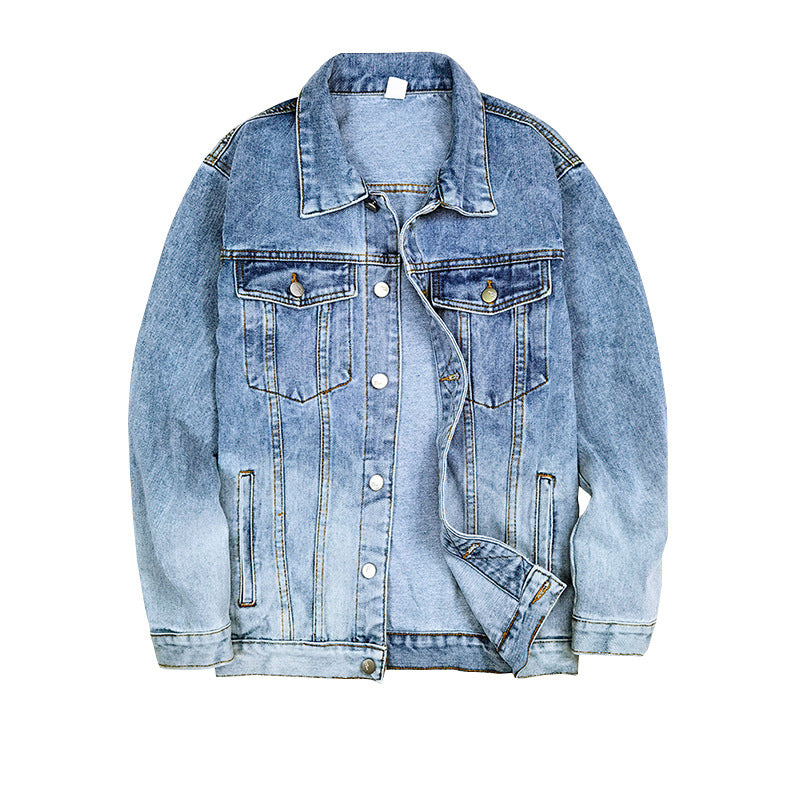 Gradient Color Jacket Men European And American Trend Denim Jacket