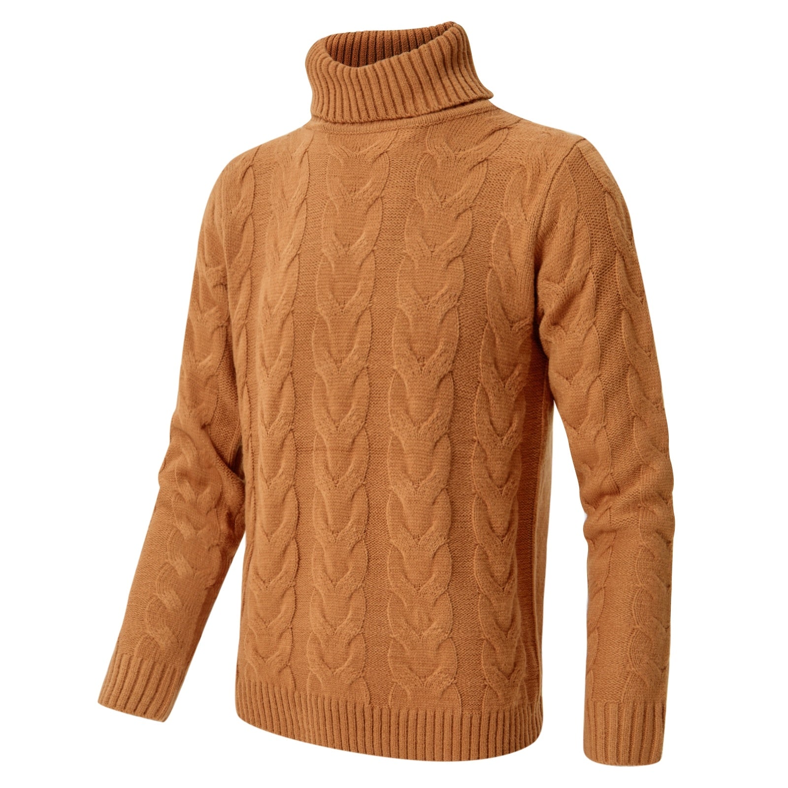 Pull à col roulé de couleur unie pour homme, pull de loisirs en tricot