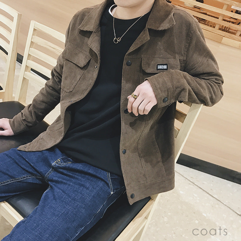 Corduroy baseball jacket men