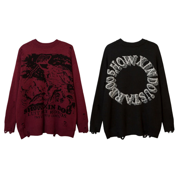 Lazy Street Hip Hop Hiphop Couple Ripped Sweater