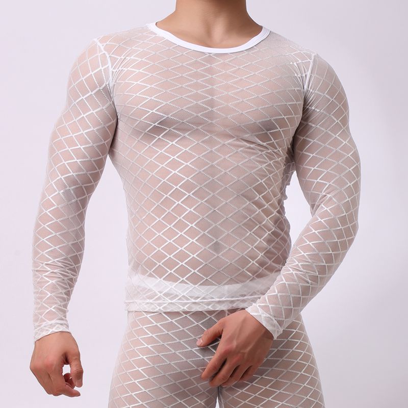 Mesh long sleeve t-shirt men