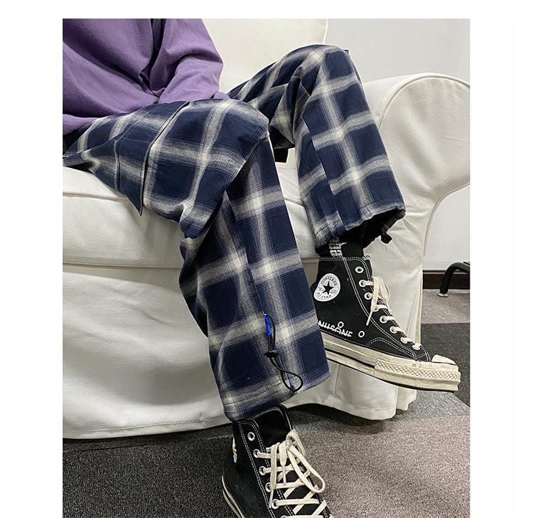 Check beam casual pants