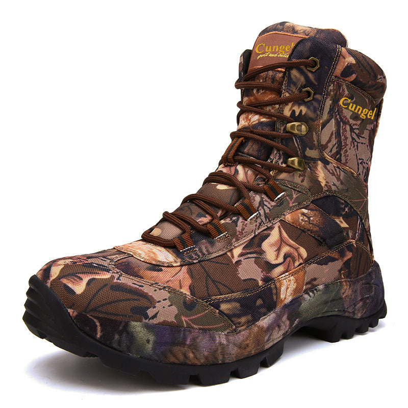 High-top camouflage boots for men