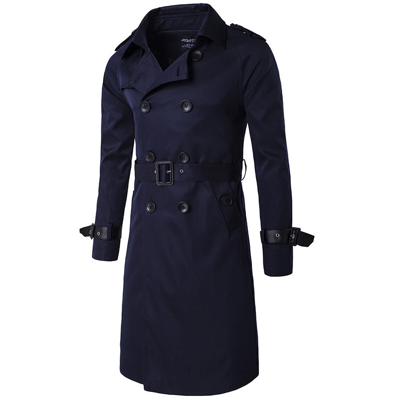 Double Breasted Lapel Windbreaker trench coat men