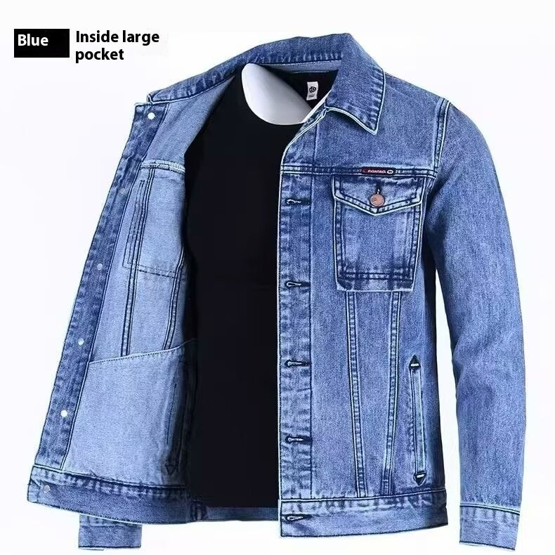 Men's Loose-fitting Workwear Lapel Denim Jacket