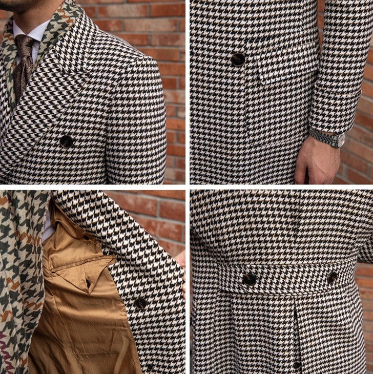 Holmes Vintage Houndstooth Double Breasted Coat