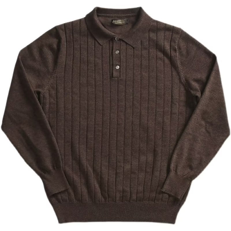 American Retro Heavy Lapel Long Sleeve Polo Casual Sweater