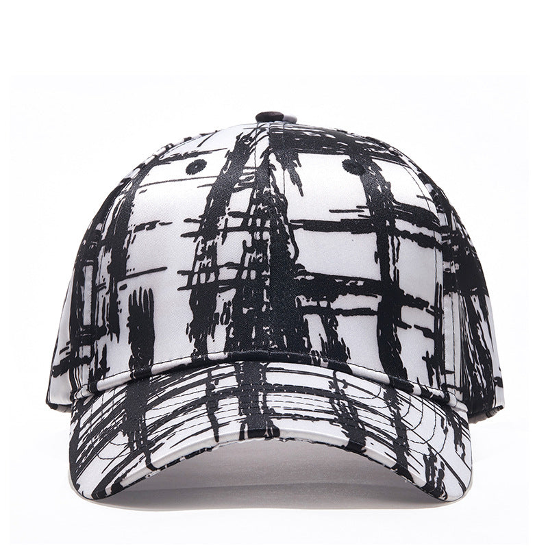 Gorras de estilo caliente de comercio exterior con visera de malla en blanco y negro