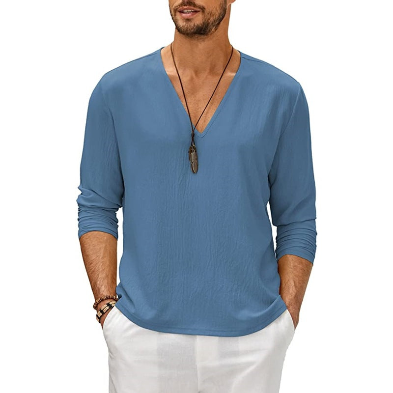 Men's Solid Color Long Sleeve Casual T-Shirt