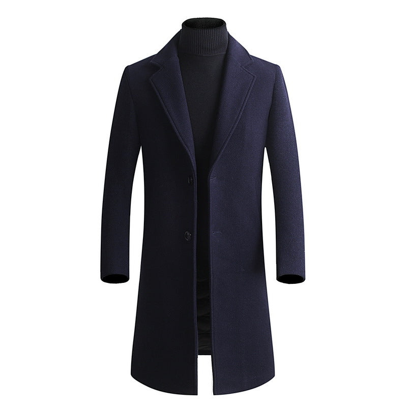 slim-fit wool trench coat