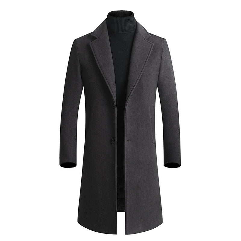 slim-fit wool trench coat