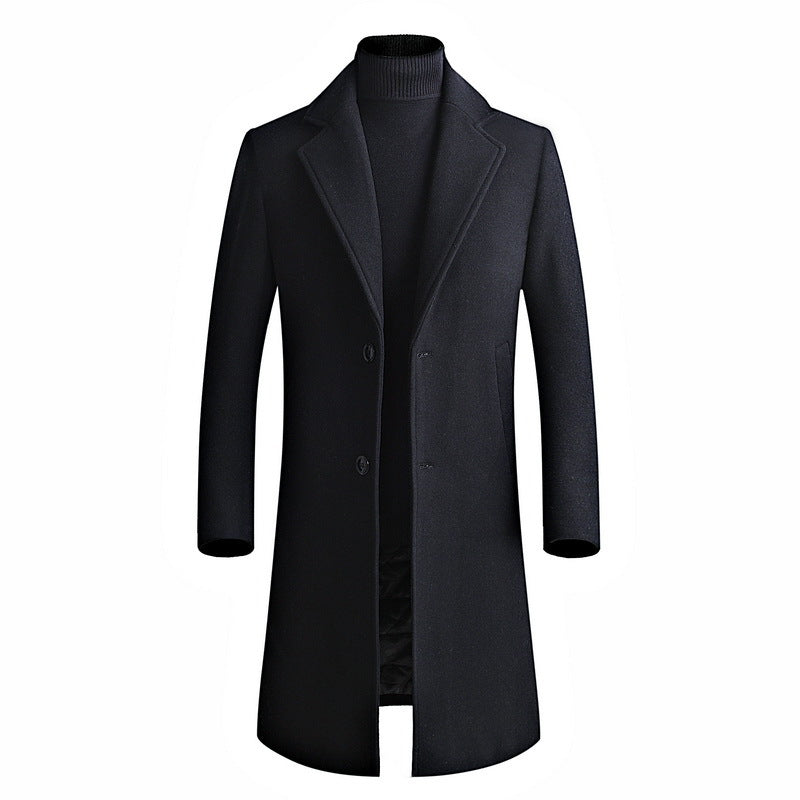 slim-fit wool trench coat