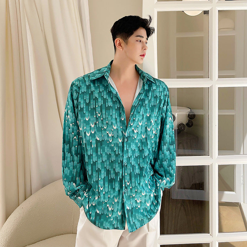 Men's Lapel Floral Loose Slouchy Shirt