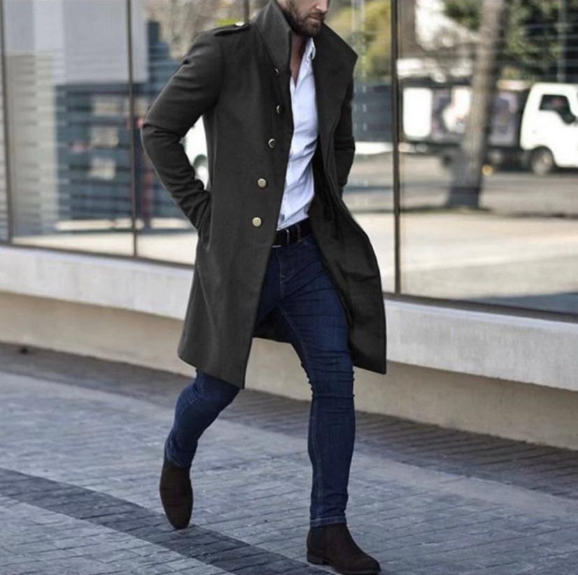 Mid-length slot pocket casual coat