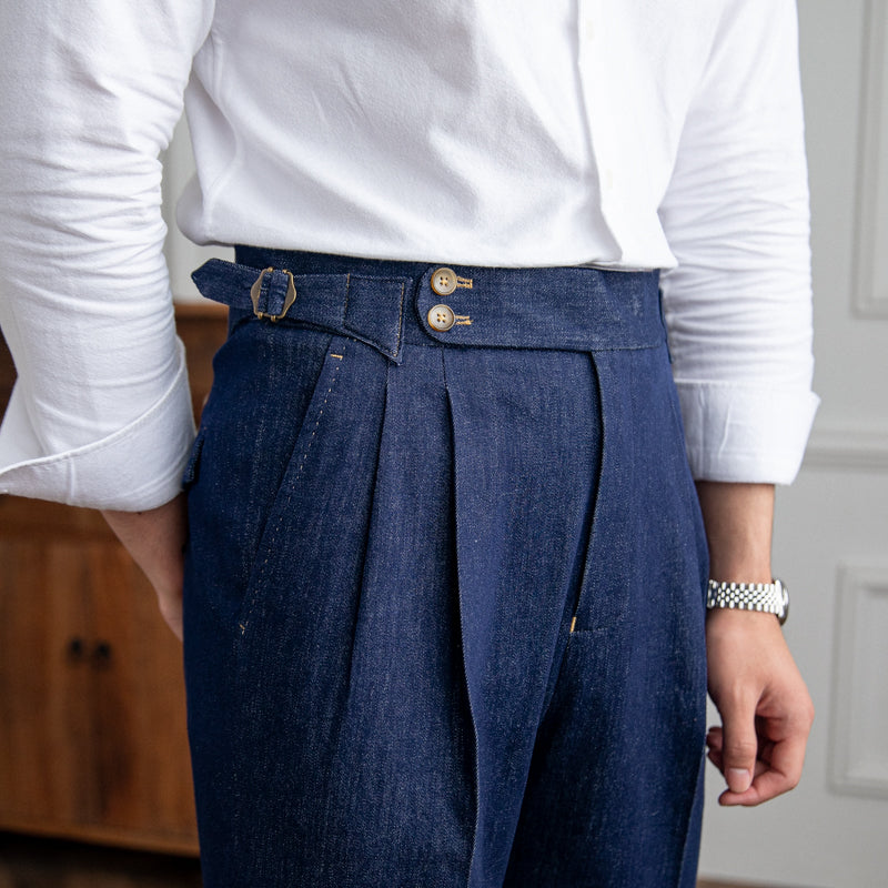 Pantalones casuales de mezclilla vintage de cintura alta