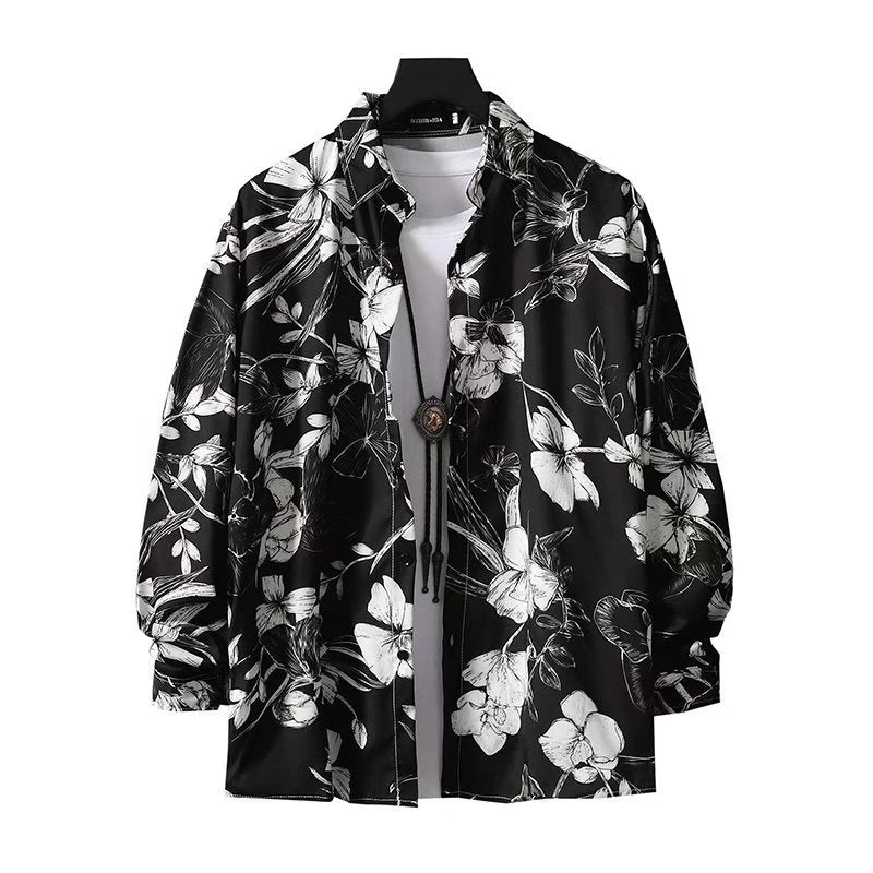 Ruffian Handsome Long-sleeved Floral Shirt Men