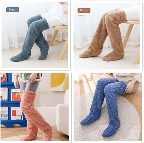 Over Knee High Fuzzy Long Socks Winter Warm Cold Leg Knee Joint Cold-proof Stockings