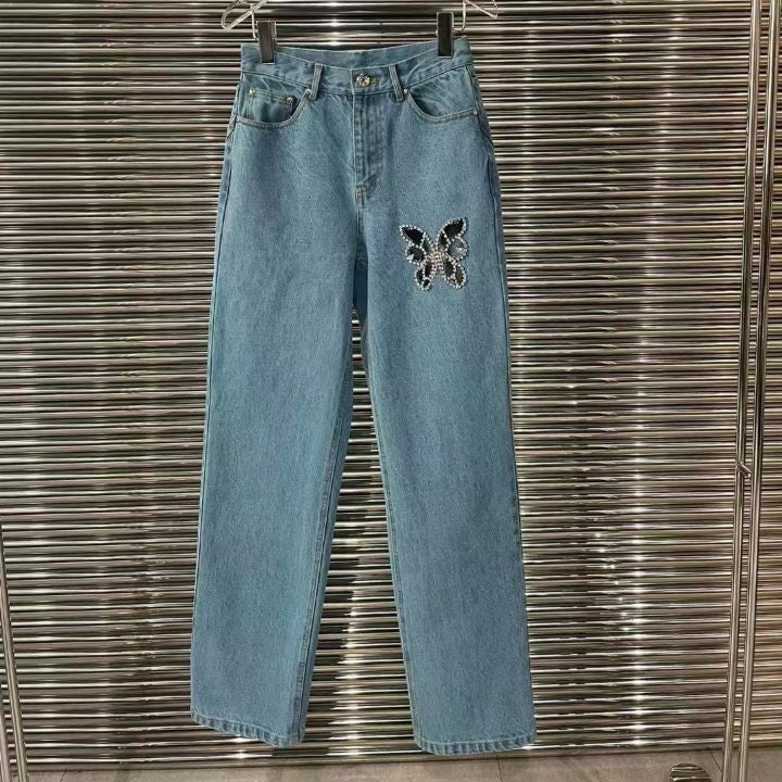 Diamond Butterfly Denim Trousers