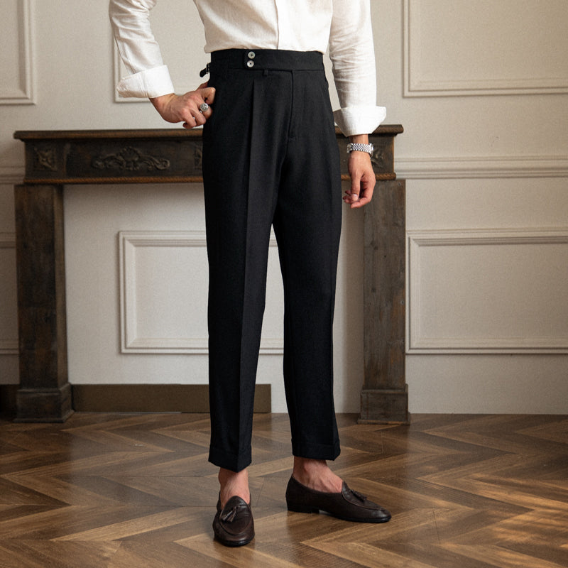 Tuscany Double Button Closure Pleated Trousers