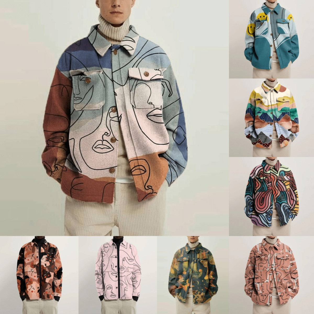 Explosive Autumn Printed Lapel Men's Jacket