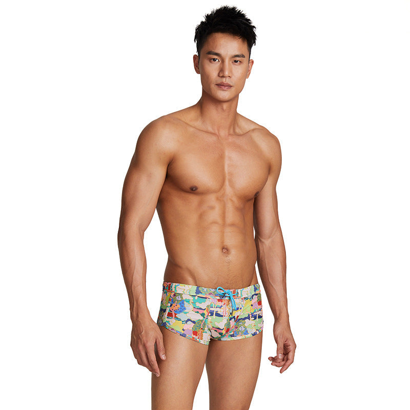 Men's Boxer Print Swimming Trunks Low Rise