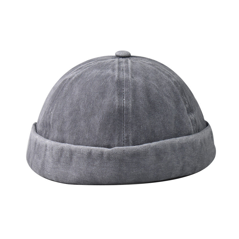 Washed Denim Eaves Distressed Skull cap