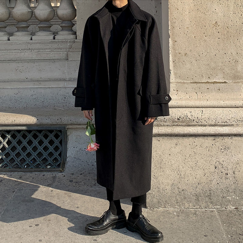 Men's Thick long Loose trench coat