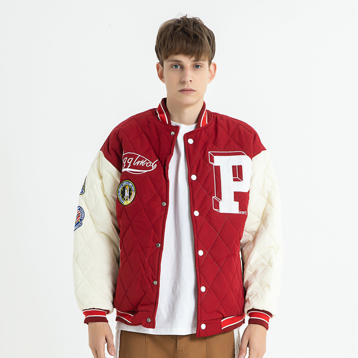 Winter New Down Embroidered Cardigan Baseball Jacket