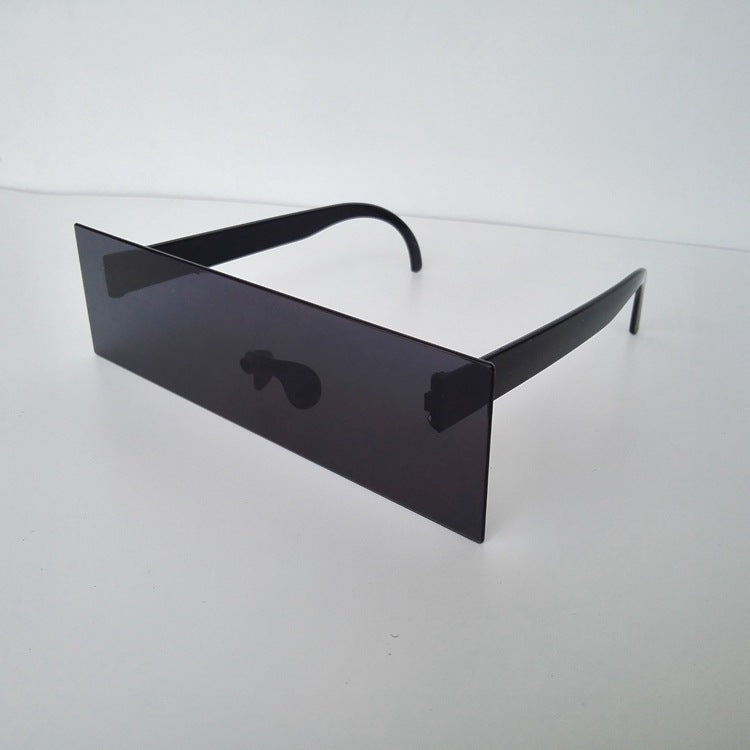 Straight Long Strip Props Two-dimensional Black Long Frame Square Sunglasses