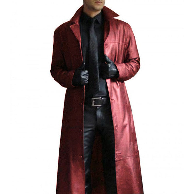 Men's Lapel Color Windbreaker Leather coat