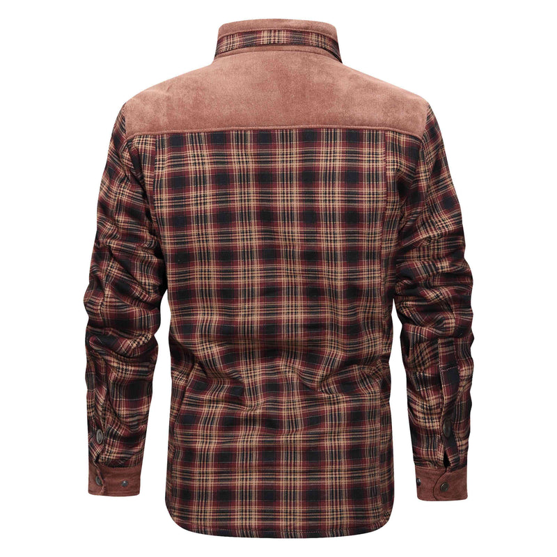 Thickened Shirt Jacket With Classic Plaid Fuzzy Fleece Lining