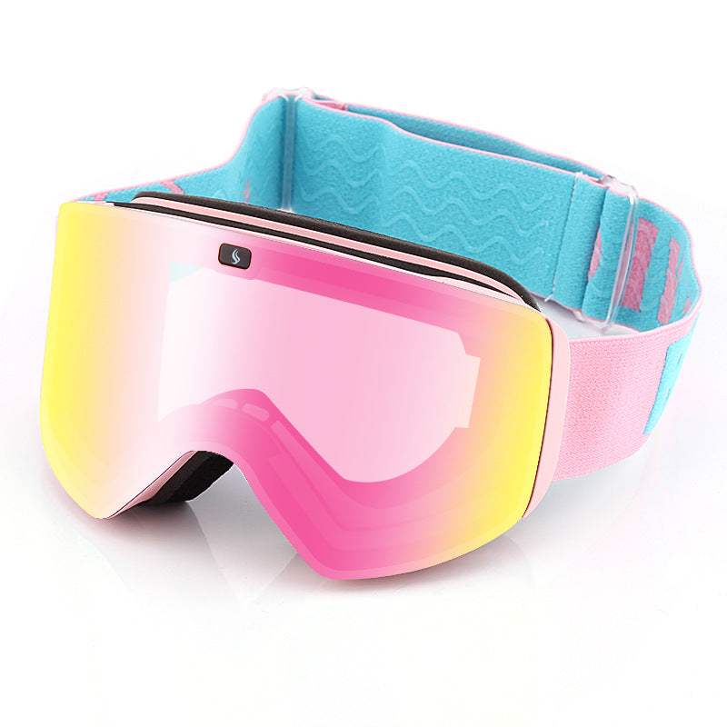 Snow Goggles with Magnetic Interchangeable Dual Layer Cylindrical Lens Anti-Fog UV Protection glasses