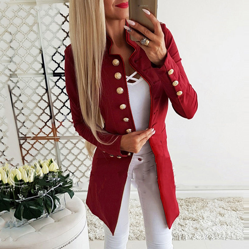 Long Sleeved Buttoned Slim Blazer