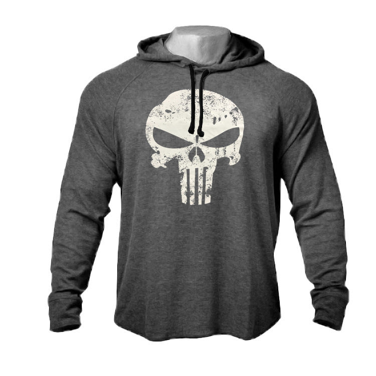 Skull Print Long-sleeved Hoodie for gym