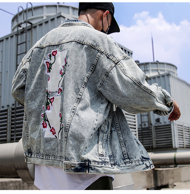 Back Printed Denim Jacket Men