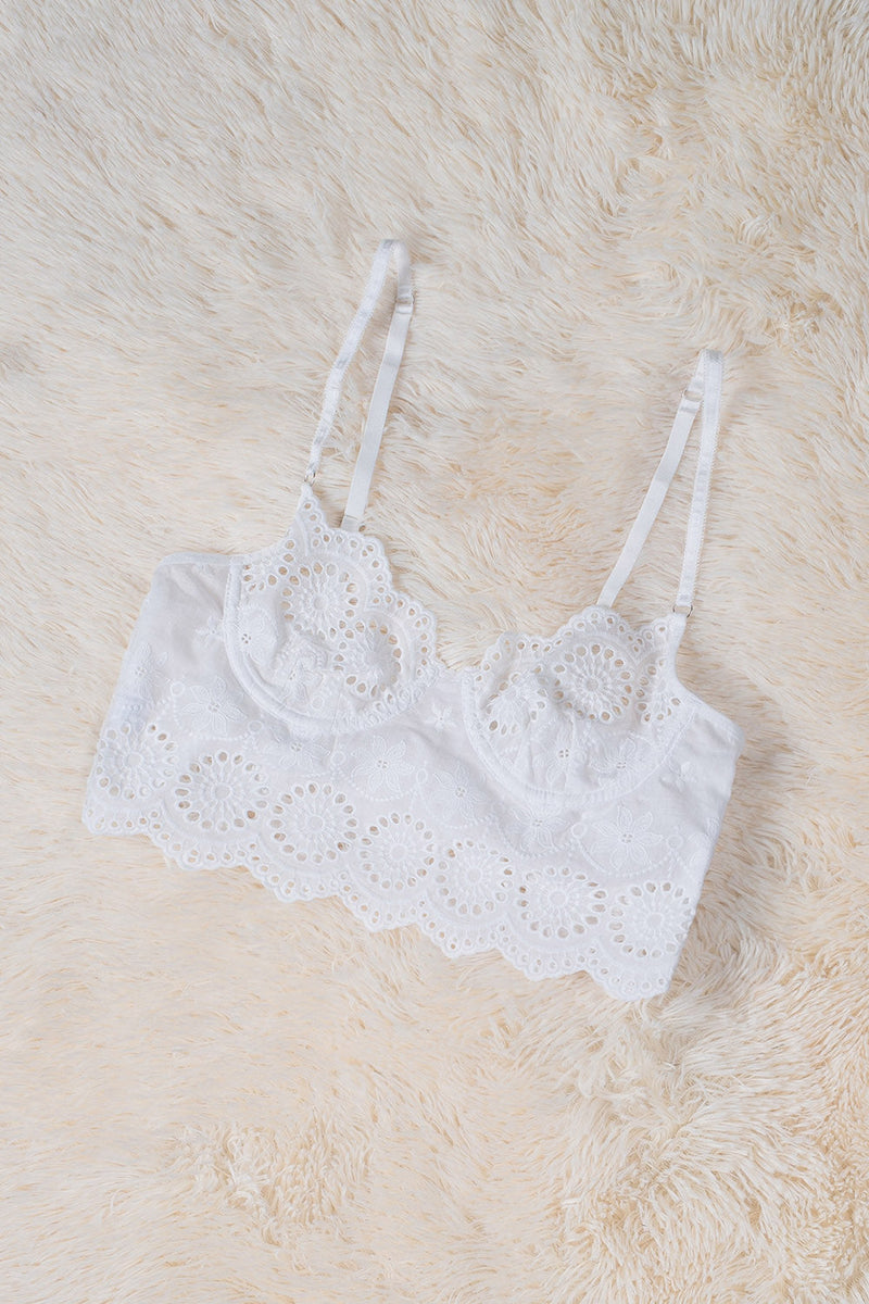 Eyelet Adjustable Strap Lace Bralette