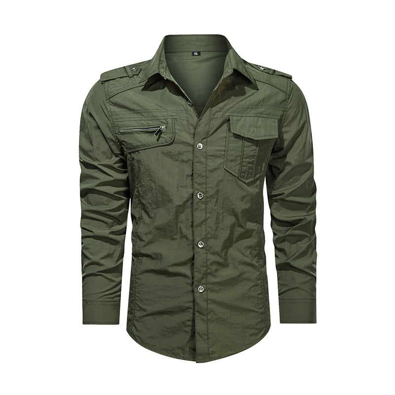 Military Thin Long Sleeve Quick-dry Casual Fit Men Shirt