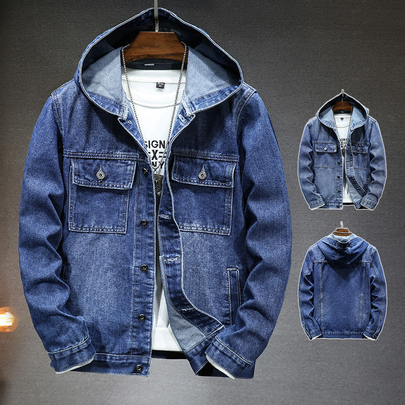 Hooded Denim Jacket Men