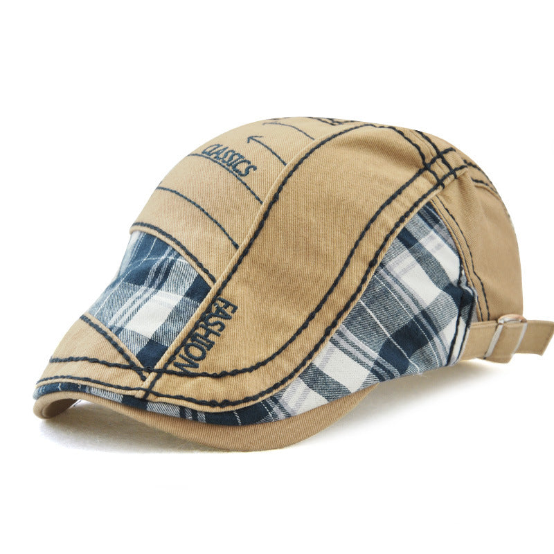 Duck Tongue Cap Plaid Patchwork Parallel Arrow