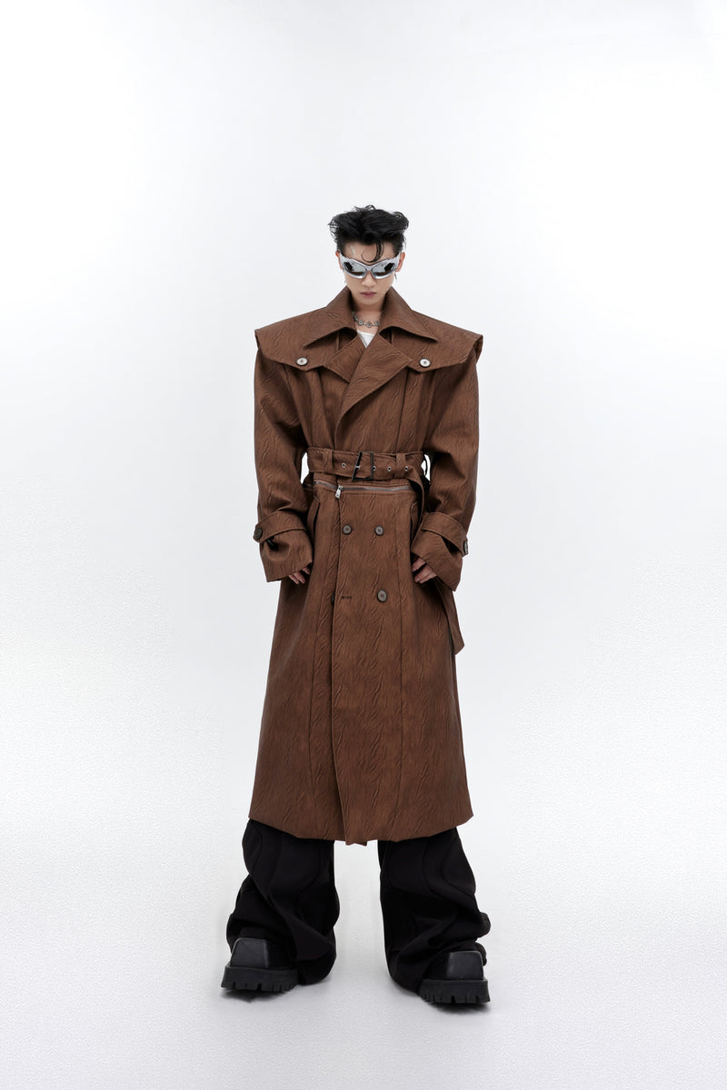 Crack Texture Leather Coat for men